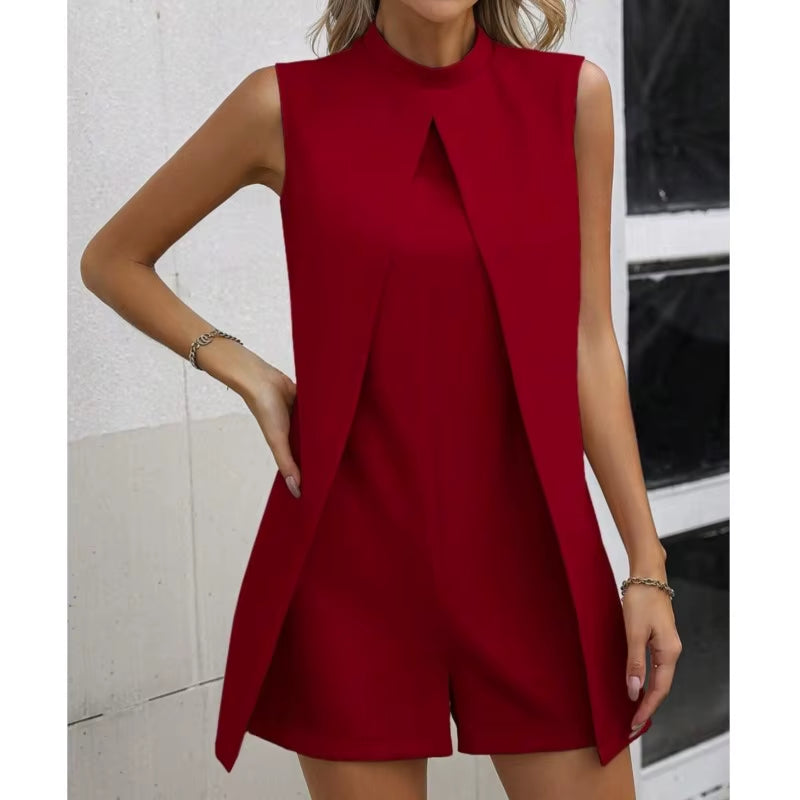 Solid Color Split Fork Jumpsuit