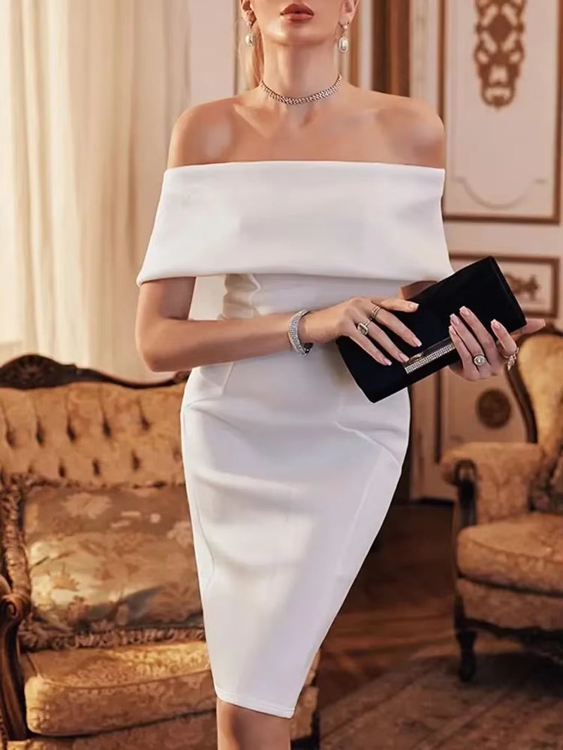 Elegant White Woman Evening Dress