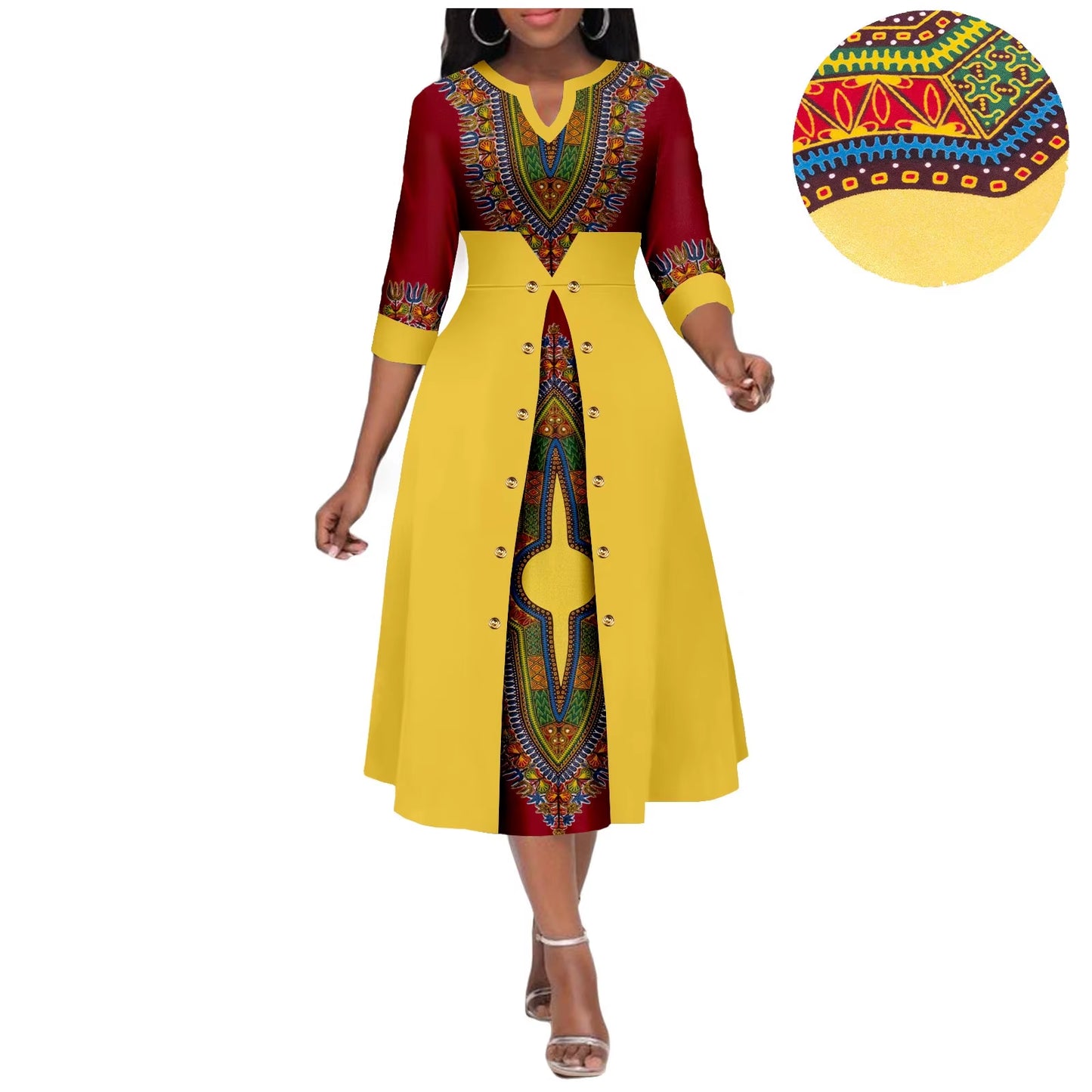 Africa Ankara V Neck Printed Women Dress