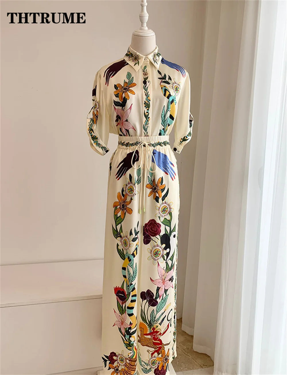 2 Pcs Summer Floral Print Set