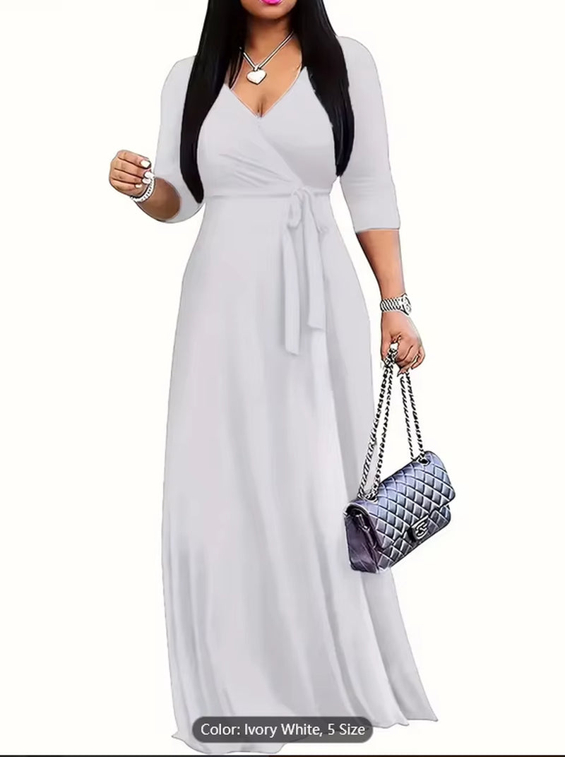Women Sexy Bodycon Beach Bohemian Maxi Splicing Floral Print Dress for Women Casual Summer Sundress V-Neck 3/4 Sleeve