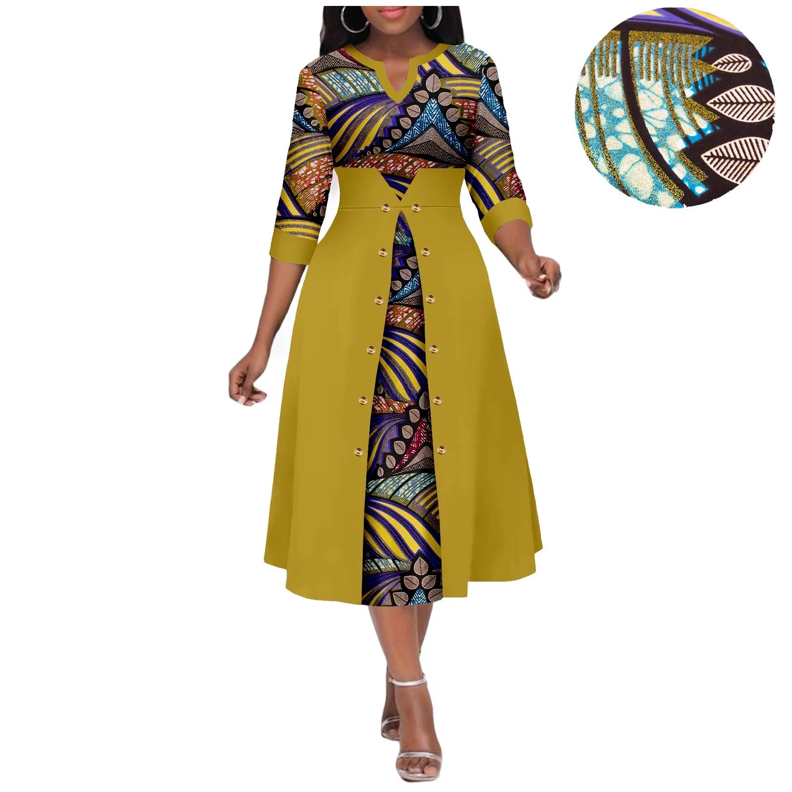 Africa Ankara V Neck Printed Women Dress