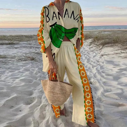 Printed Loose Funny Banana 2 Pcs Set