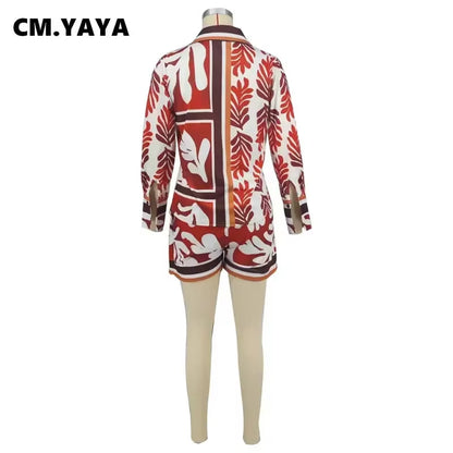 Full Sleeve Print Shirt and Irregular Shorts Suit