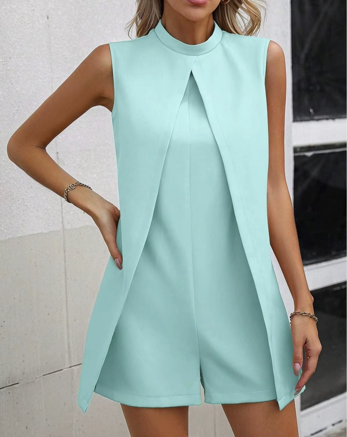 Solid Color Split Fork Jumpsuit 