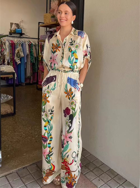 2 Pcs Summer Floral Print Set