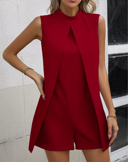 Solid Color Split Fork Jumpsuit 