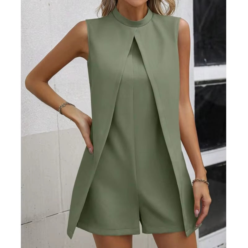 Solid Color Split Fork Jumpsuit 