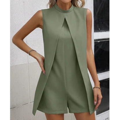 Solid Color Split Fork Jumpsuit 