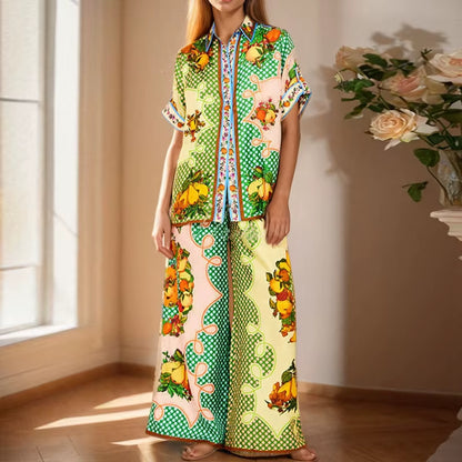 2 Pcs Elegant Floral Print Streetwear Set