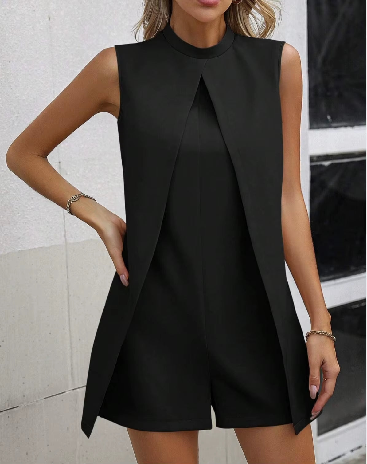 Solid Color Split Fork Jumpsuit 