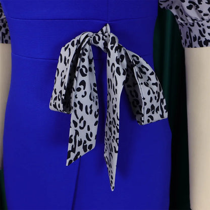 Professional O Neck Half Sleeve Leopard Printed Dress