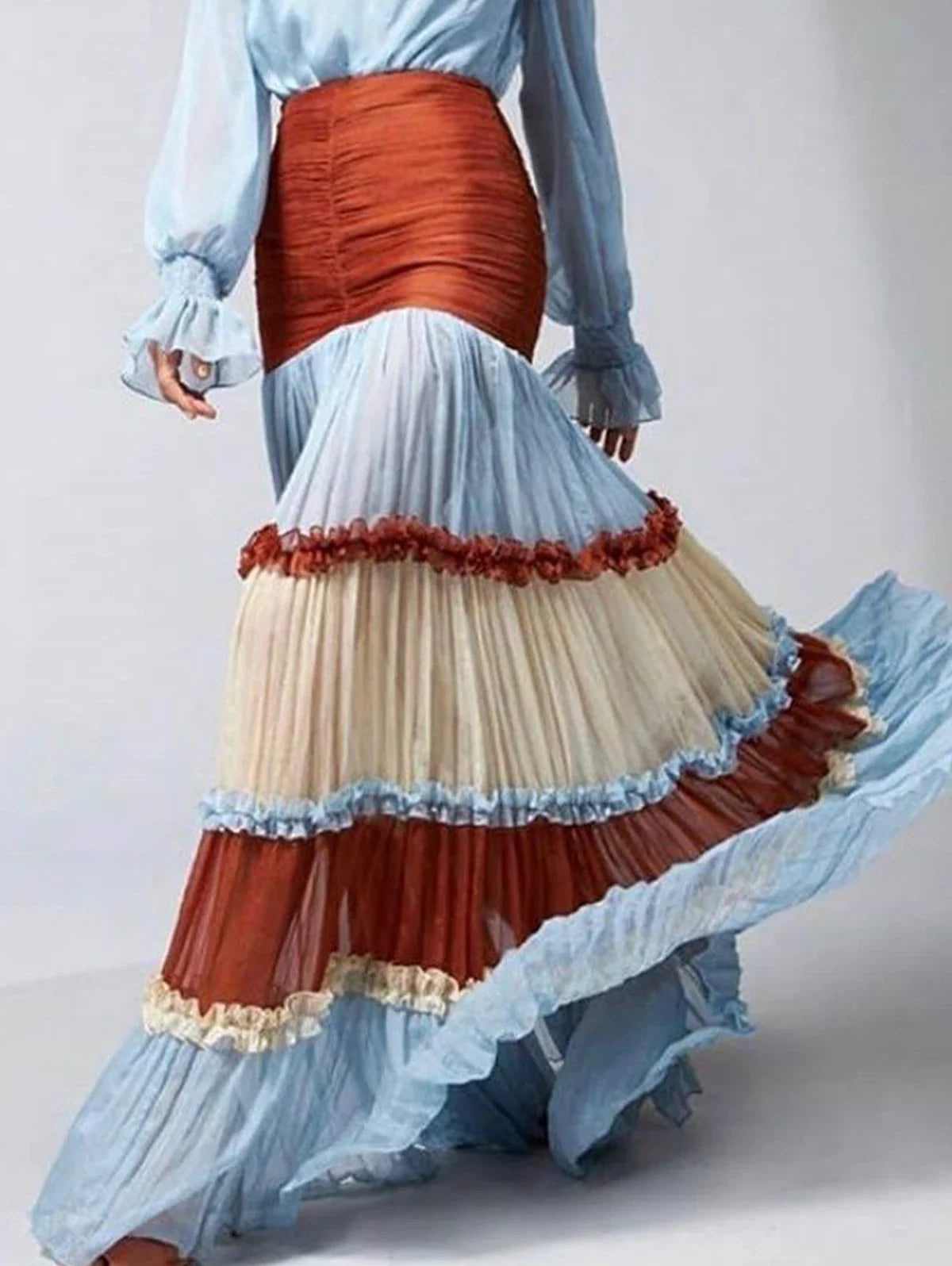 Elegant Ruffle Patchwork Dress for Women
