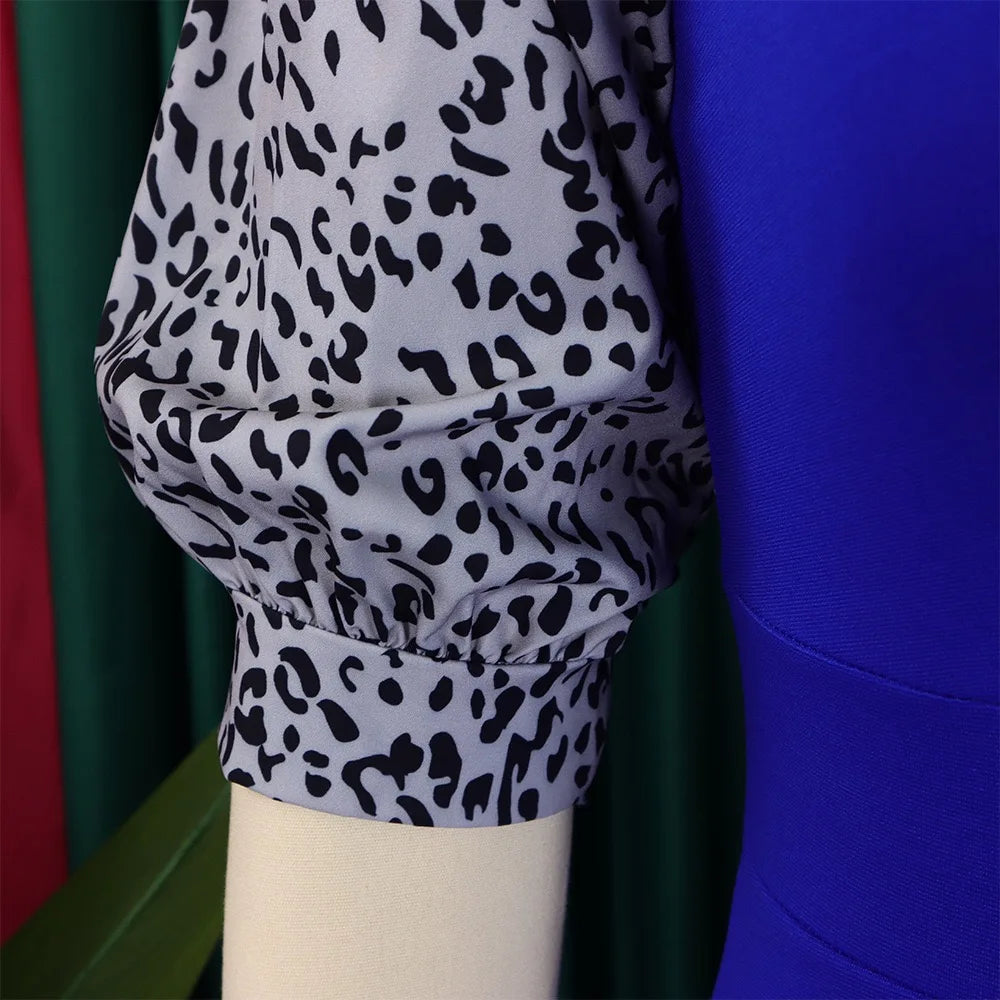 Professional O Neck Half Sleeve Leopard Printed Dress