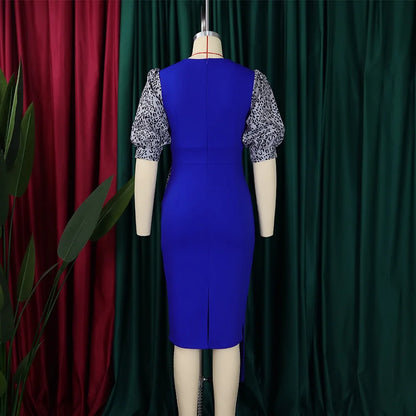 Professional O Neck Half Sleeve Leopard Printed Dress