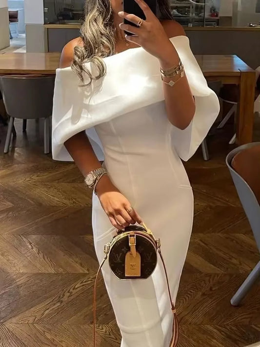 Elegant White Woman Evening Dress