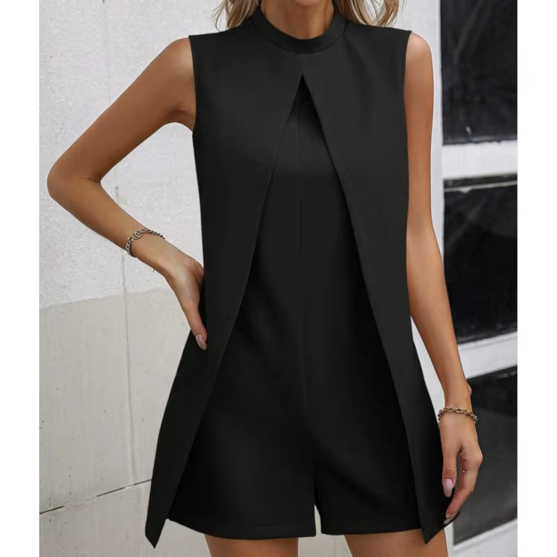 Solid Color Split Fork Jumpsuit 