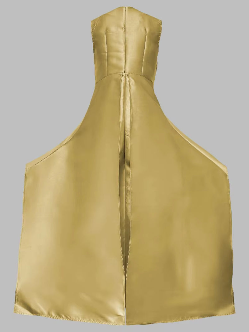 Sleeveless Solid Round Neck High Waist Jumpsuit