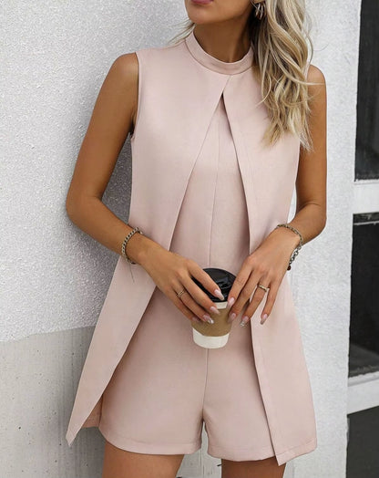 Solid Color Split Fork Jumpsuit 