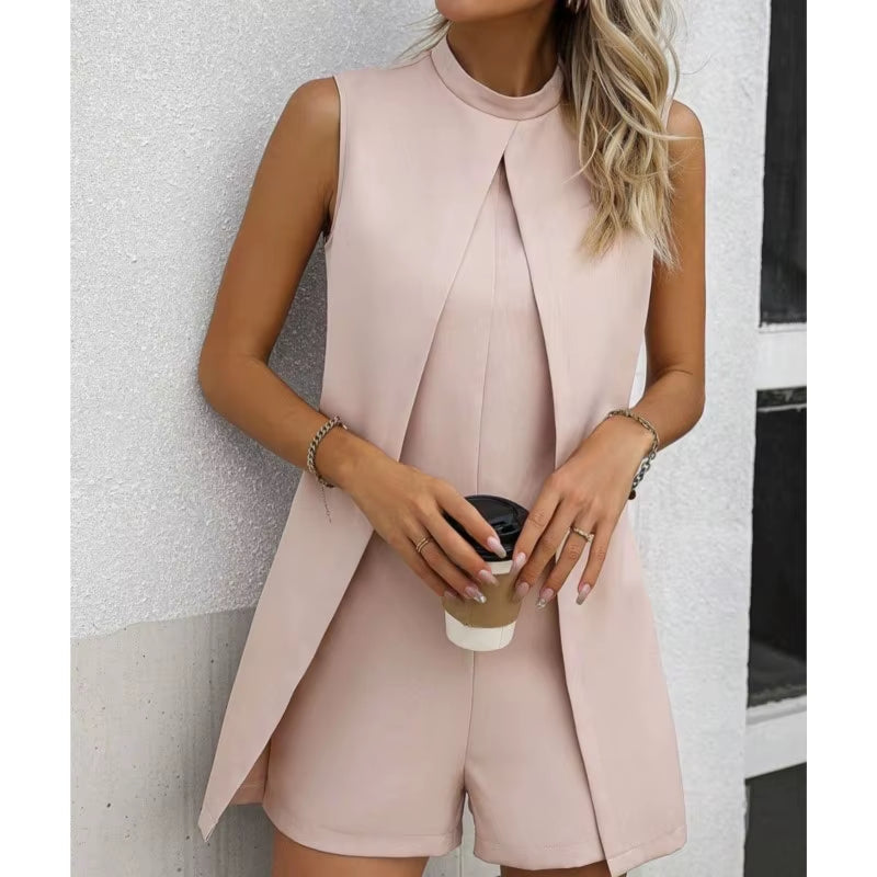 Solid Color Split Fork Jumpsuit 