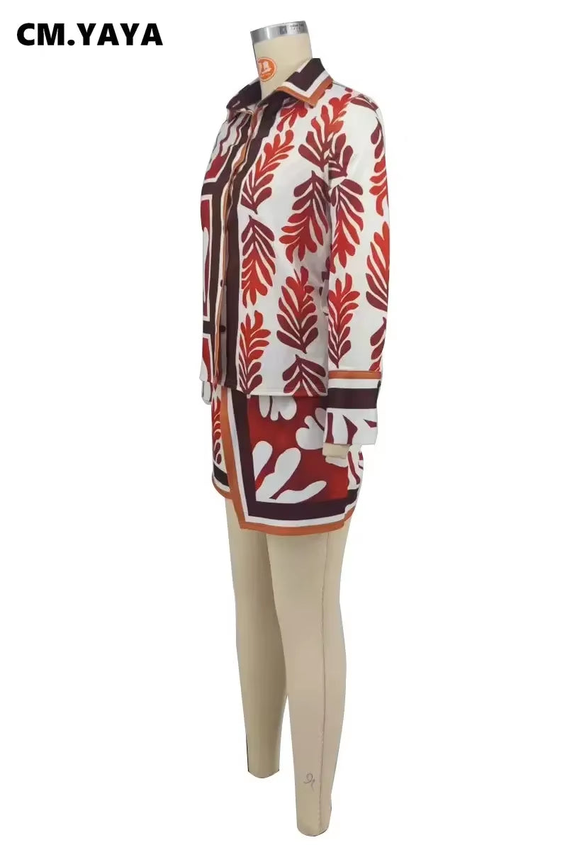 Full Sleeve Print Shirt and Irregular Shorts Suit