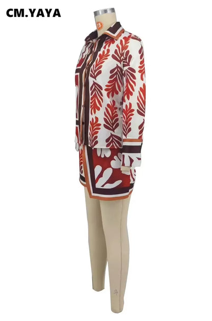 Full Sleeve Print Shirt and Irregular Shorts Suit